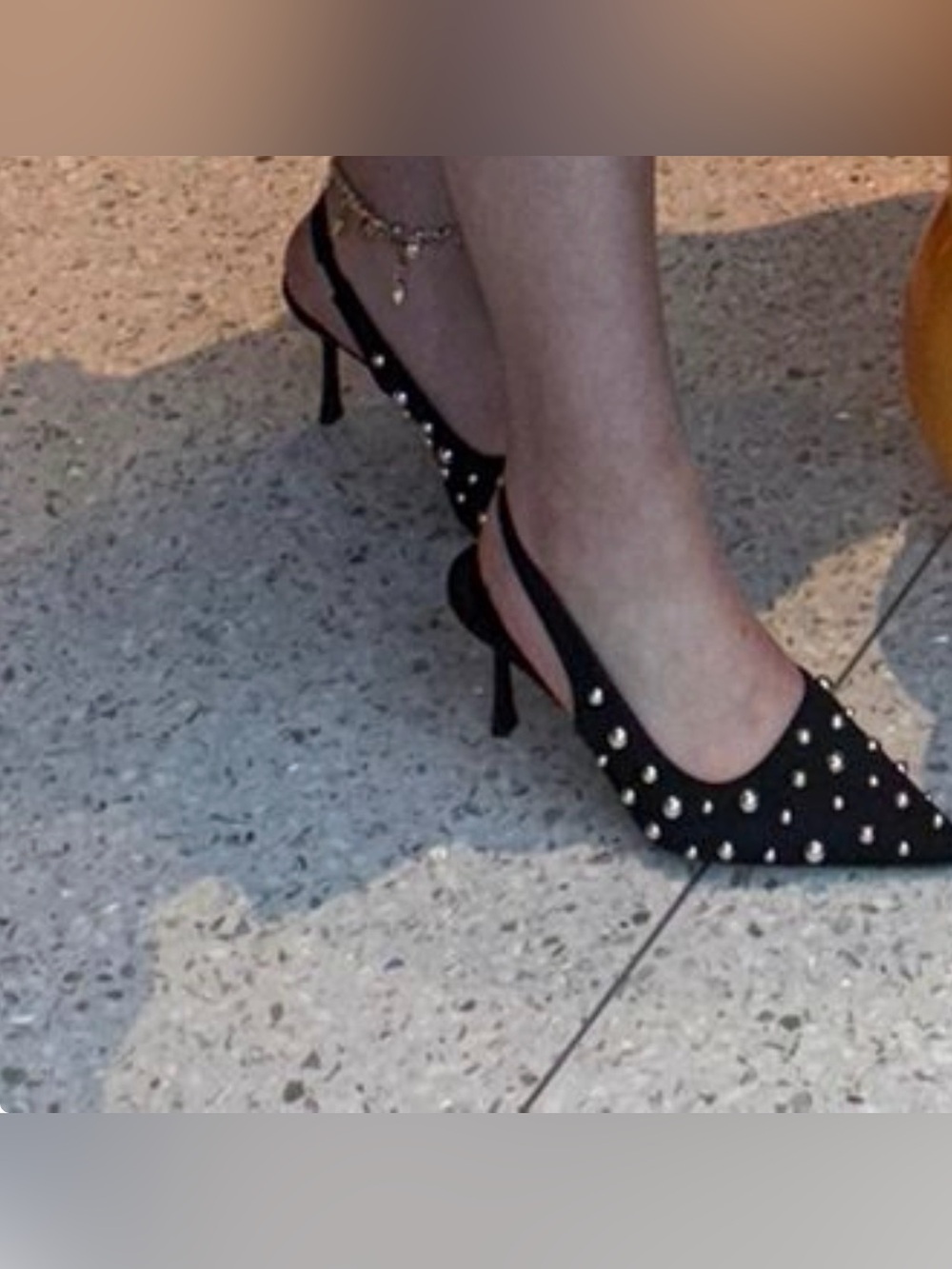 Studded Black Slingback Heels - Women's Fashion Pump